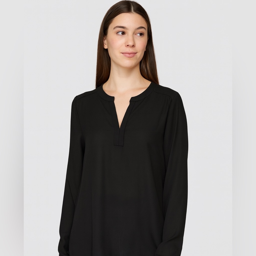 Pleione Women’s Long Sleeve V-Neck‎ Blouse Sz S Black NWT